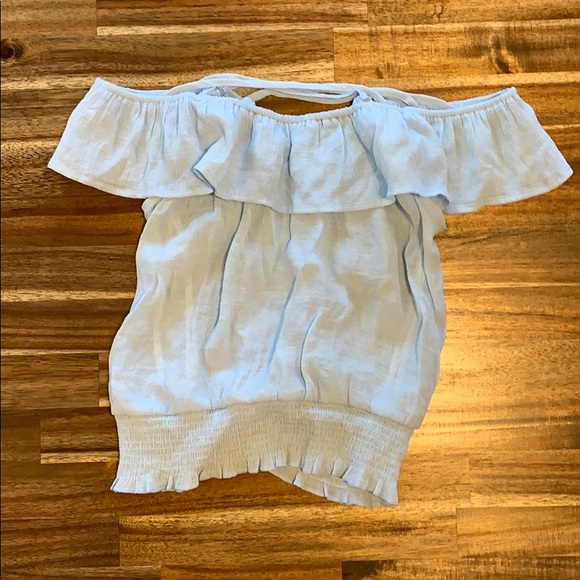 Mine Ruffle Sleeve Light Blue Sleeveless Top - Picture 5 of 5